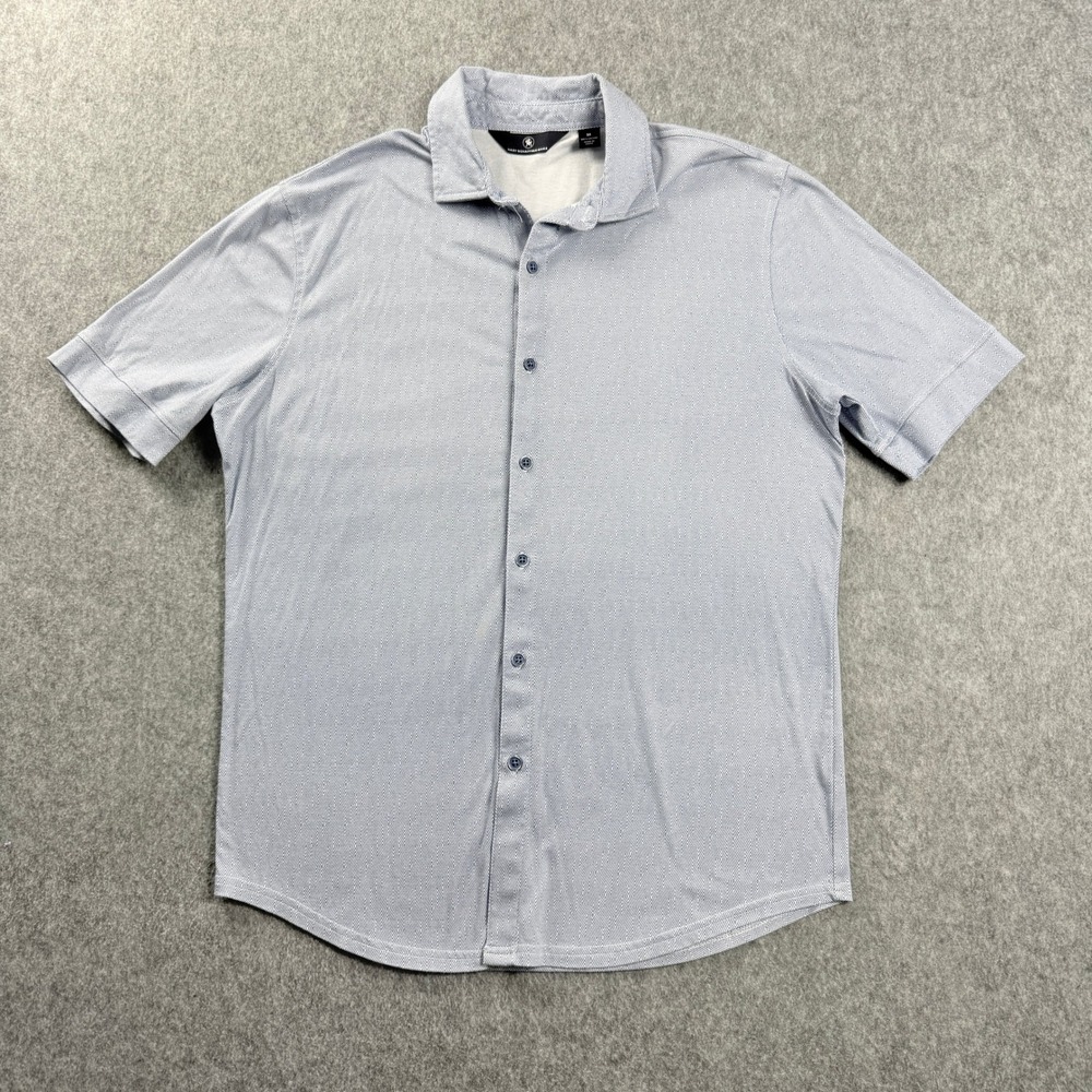 Hart Schaffner Marx‎ Shirt Mens M Blue Short Sleeve Button Down Geometric